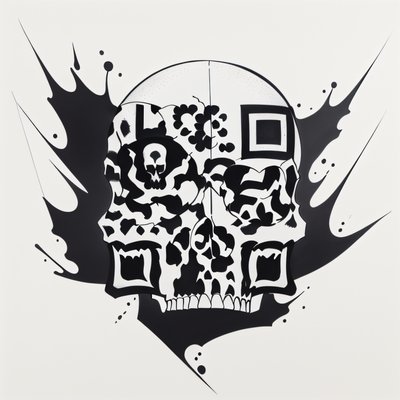 Ink Splatter Skull Tattoo QR Code for Temporary Tattoos