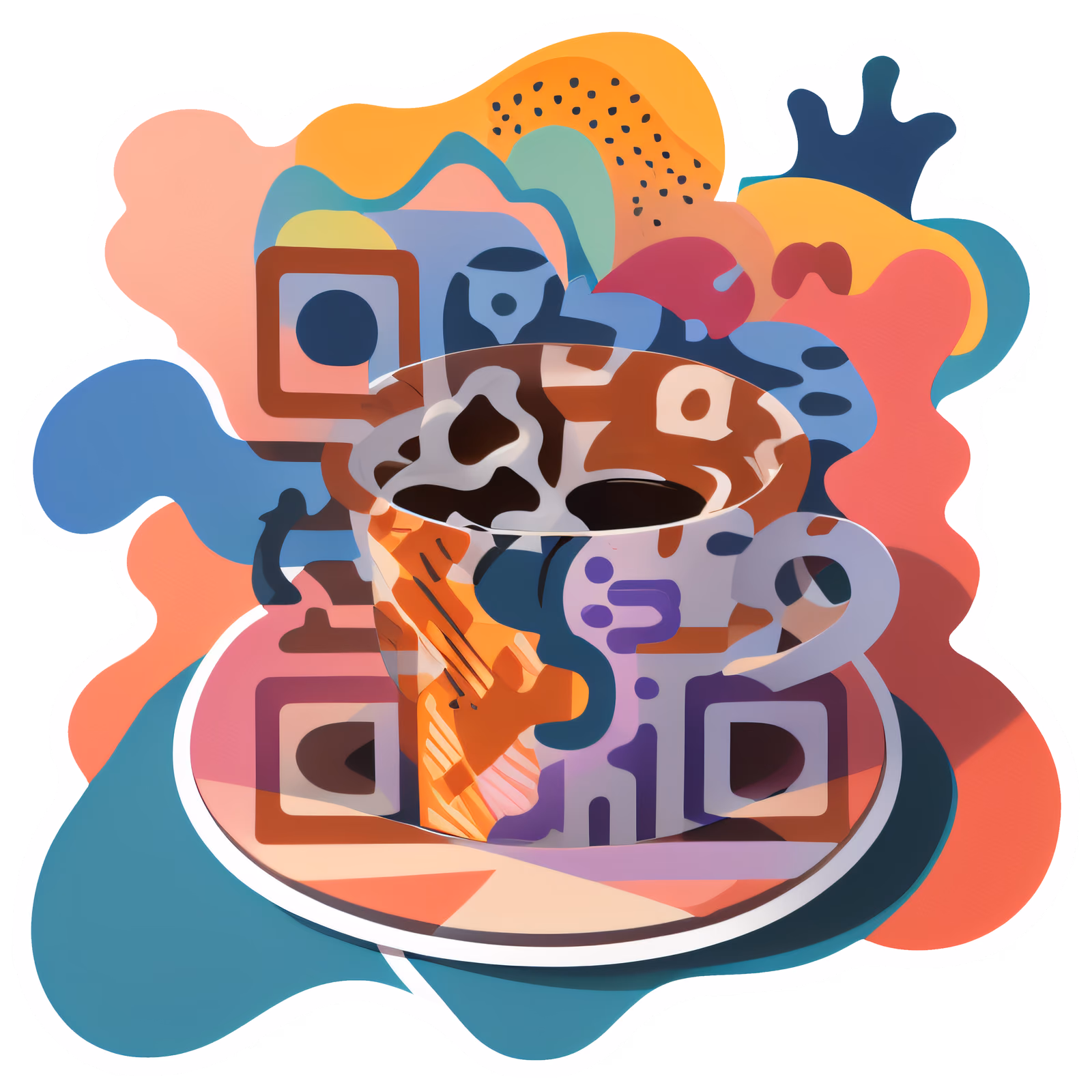 Modern Coffee Cup Vector QR Code for Stickers — image 1