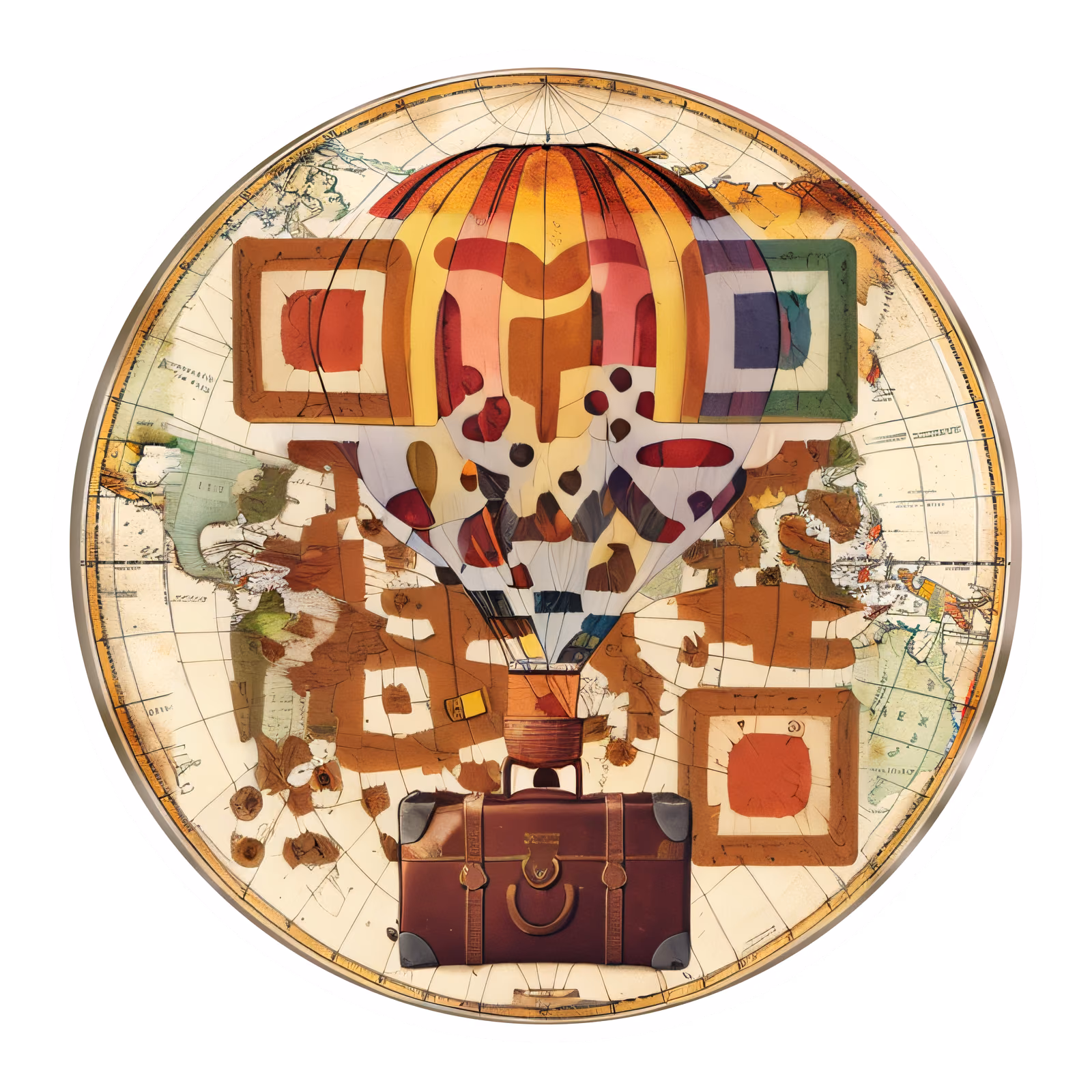 Hot Air Balloon Vintage Map QR Code for Stickers — image 1