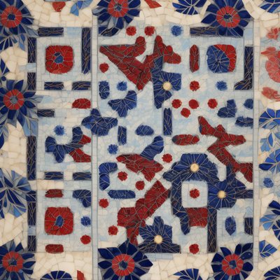 Blue Floral Tile Mosaic QR Code Art