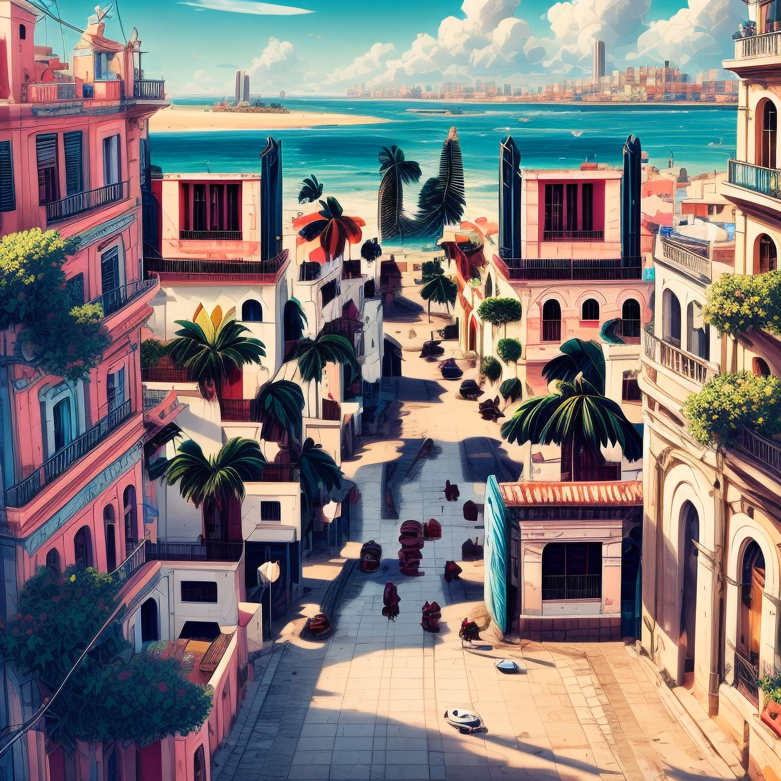 Колониальная улица Гаваны: QR-код в стиле игрового арта для постеров — изображение 1