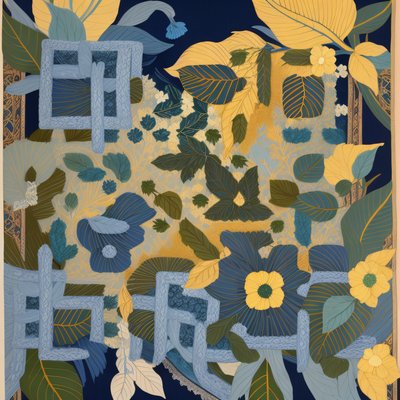 Foliage Rug Art Deco QR Code Art