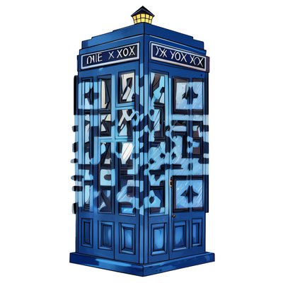 Blue Police Box Vector QR Code for Stickers