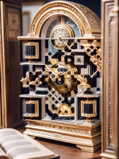 Antique Brass Clock Photo QR Code Art — image 1