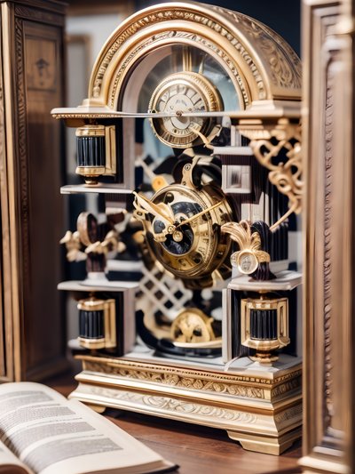 Antique Brass Clock Photo QR Code Art