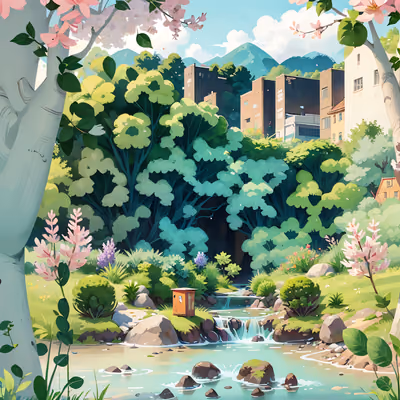 Park River Lilac Anime Style QR Code Art — image 1