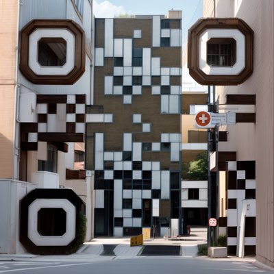城市医院街道外立面二维码艺术,适用于海报