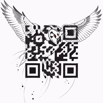 Barn Owl in Flight Tattoo QR Code for Temporary Tattoos — image 1