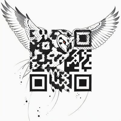 Barn Owl in Flight Tattoo QR Code for Temporary Tattoos
