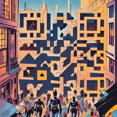 Comic Book Superhero City Street QR Code for Posters — image 1