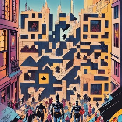 Comic Book Superhero City Street QR Code for Posters