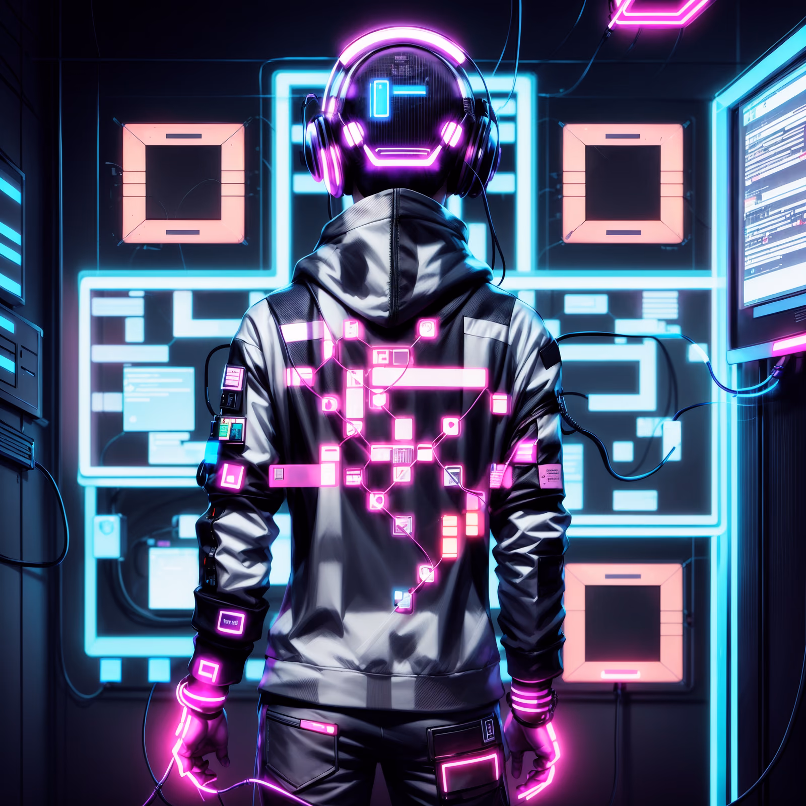 Неоновый хакер в киберпанке: концепт QR-кода — изображение 1