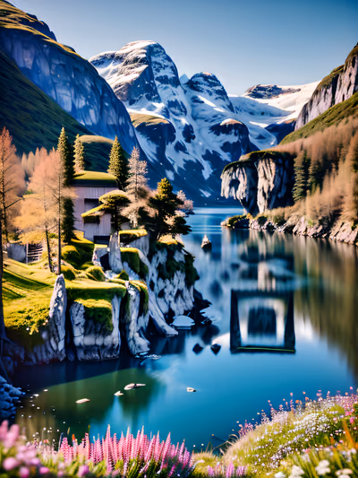 Norwegian Fjord Photorealistic Landscape QR Code for Posters — image 1