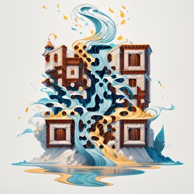 流水建筑游戏美术二维码设计
