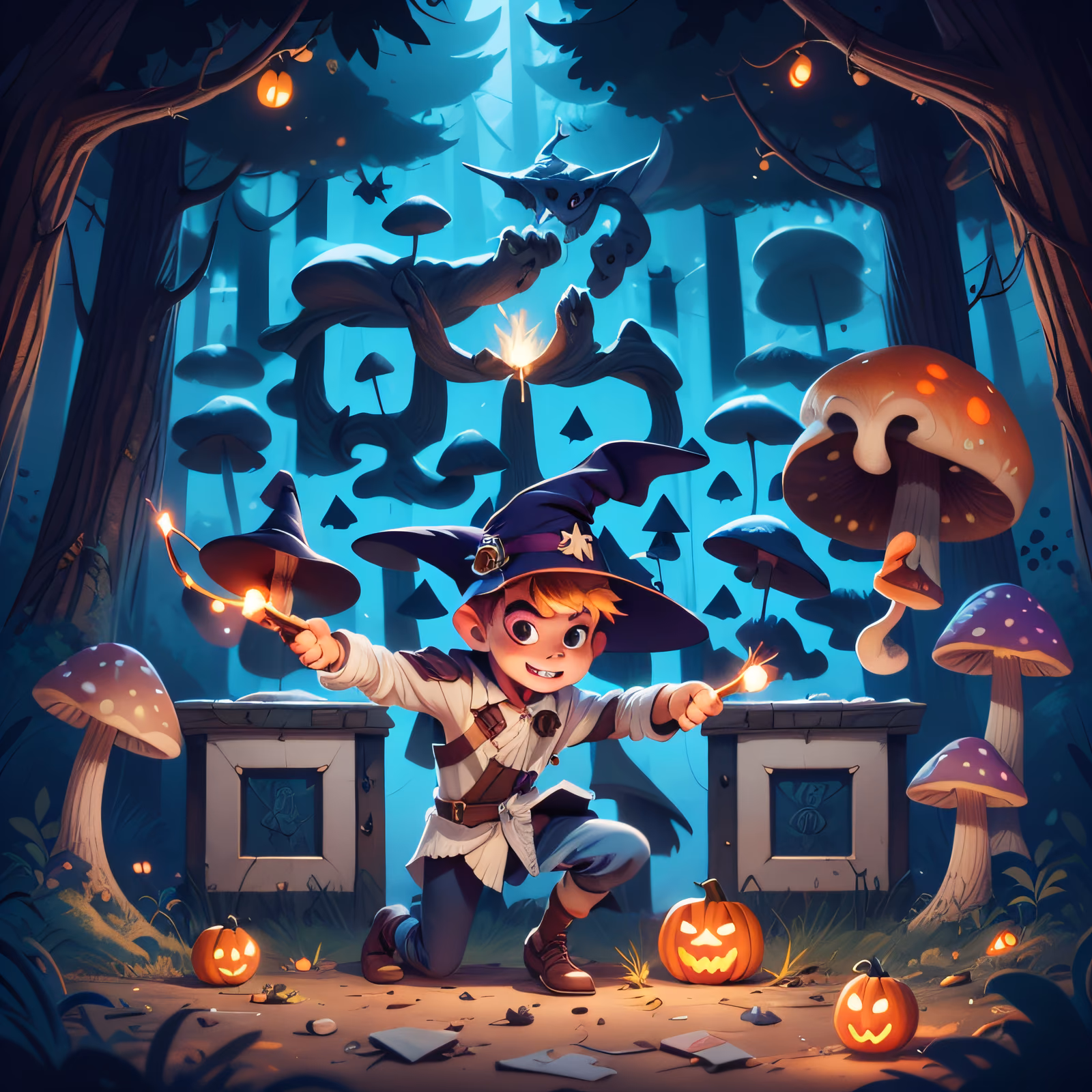 QR-код для постеров: мальчик-волшебник в лесу на Хэллоуин — изображение 1
