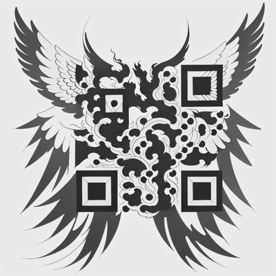 Flame Wings Tattoo Ink QR Code for Temporary Tattoos