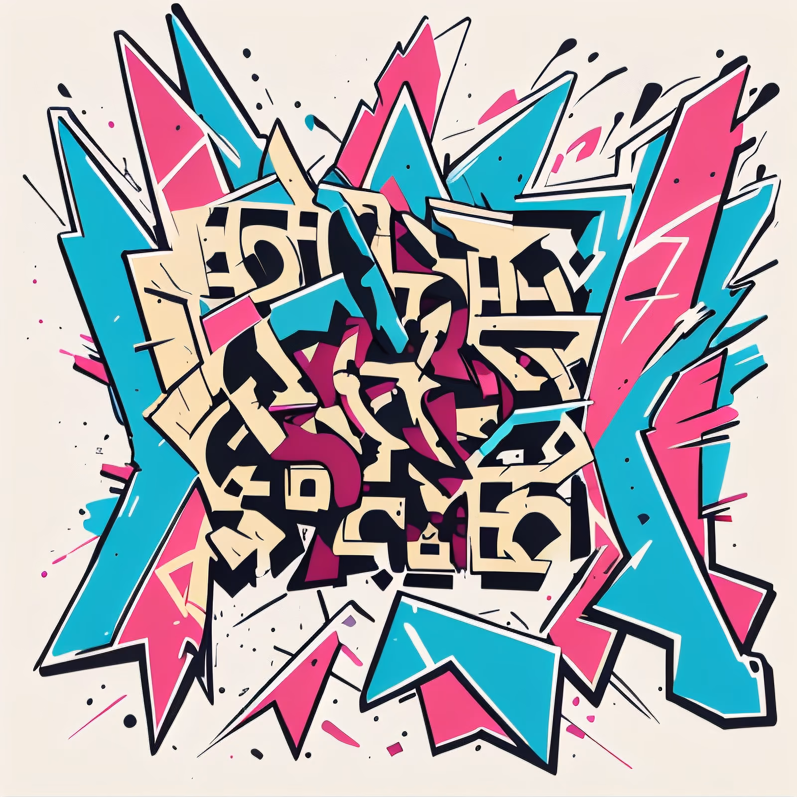 Graffiti Lettering Street Art Geometric QR Code for Stickers — image 1