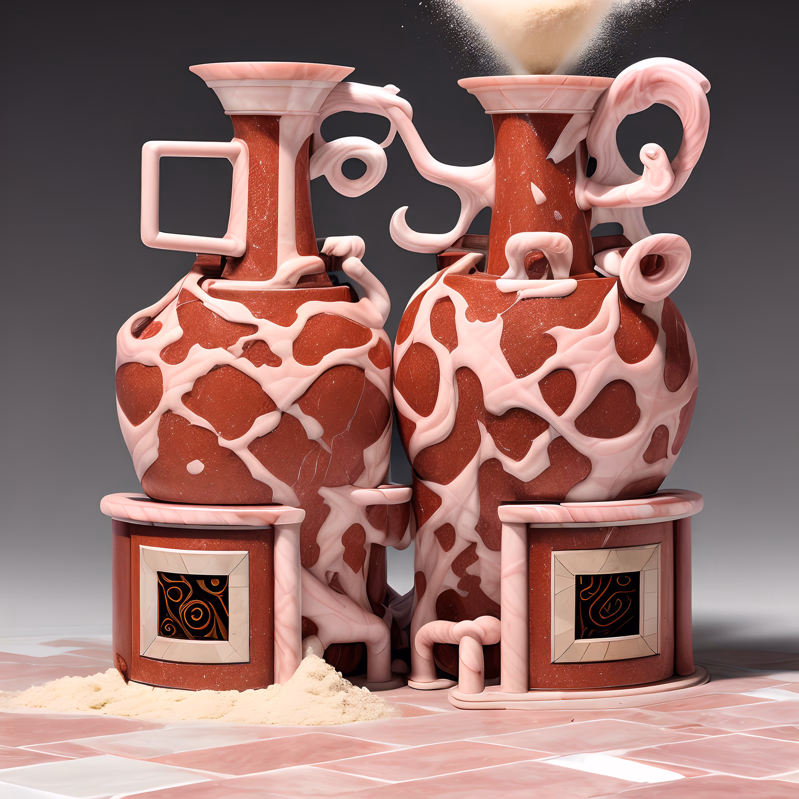 Pink Marble Amphora 3D Render QR Code Art — image 1