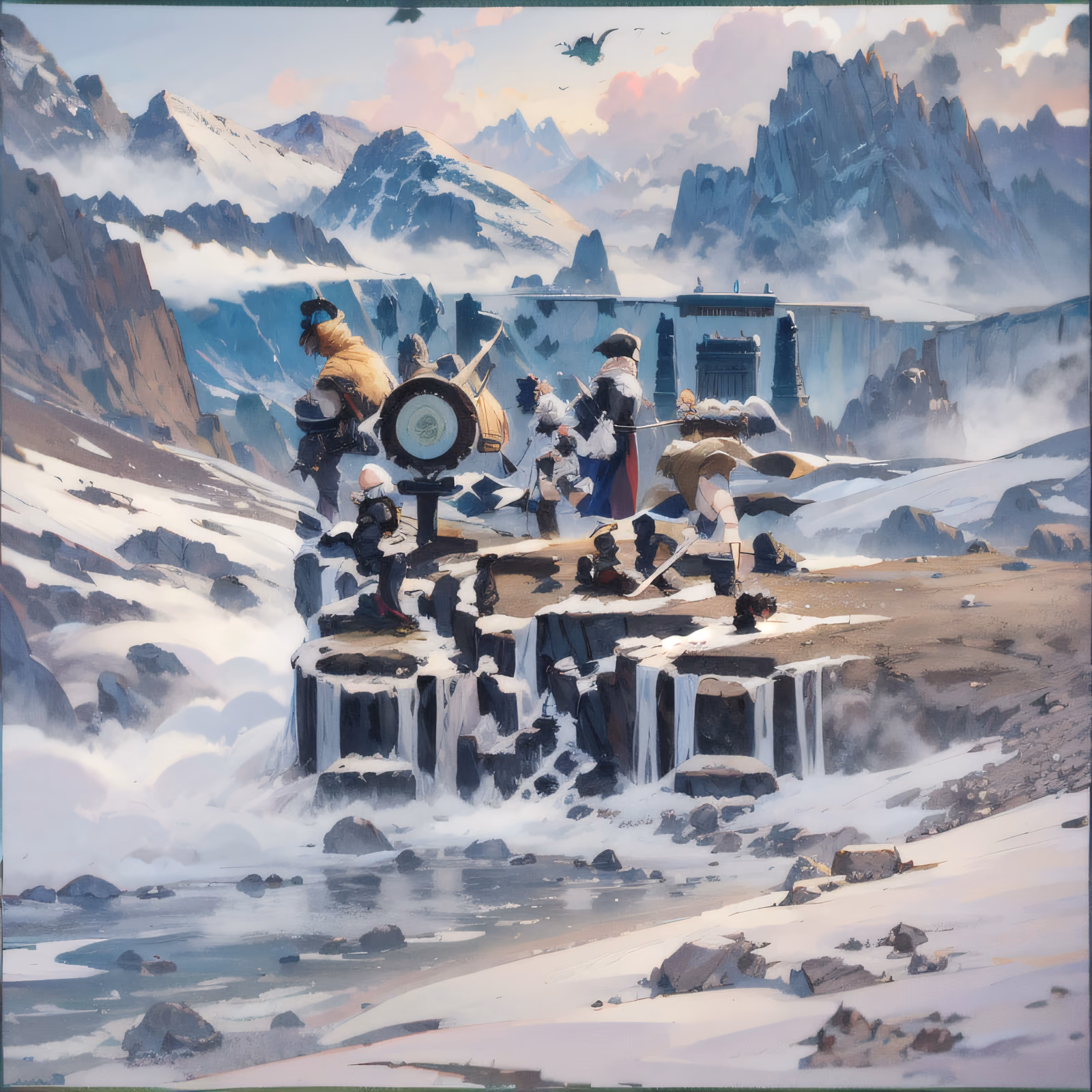 Mountain Adventurers Fantasy Painting QR Code for Posters — image 1