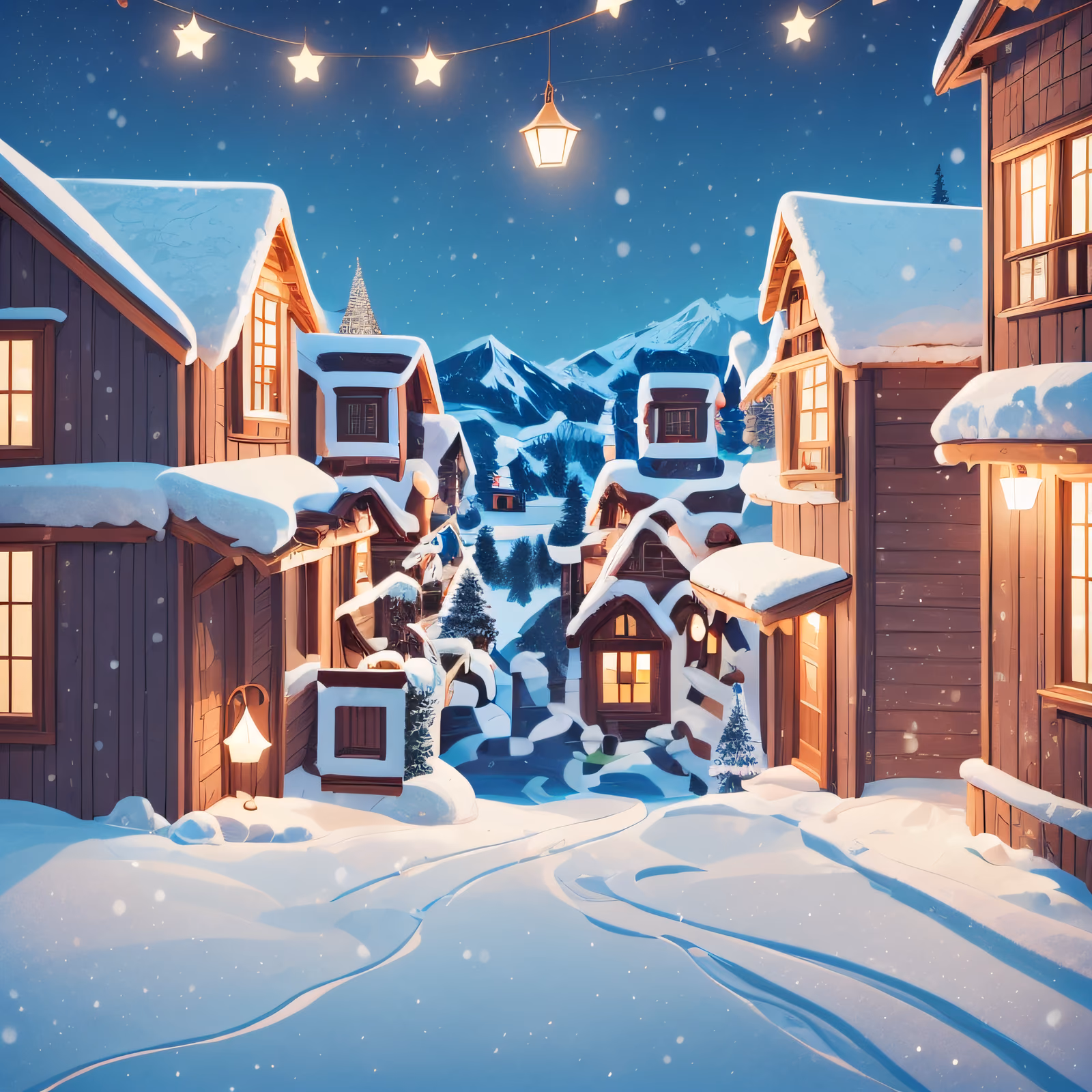 Snowy Village Night Christmas QR Code for Greeting Cards — image 1