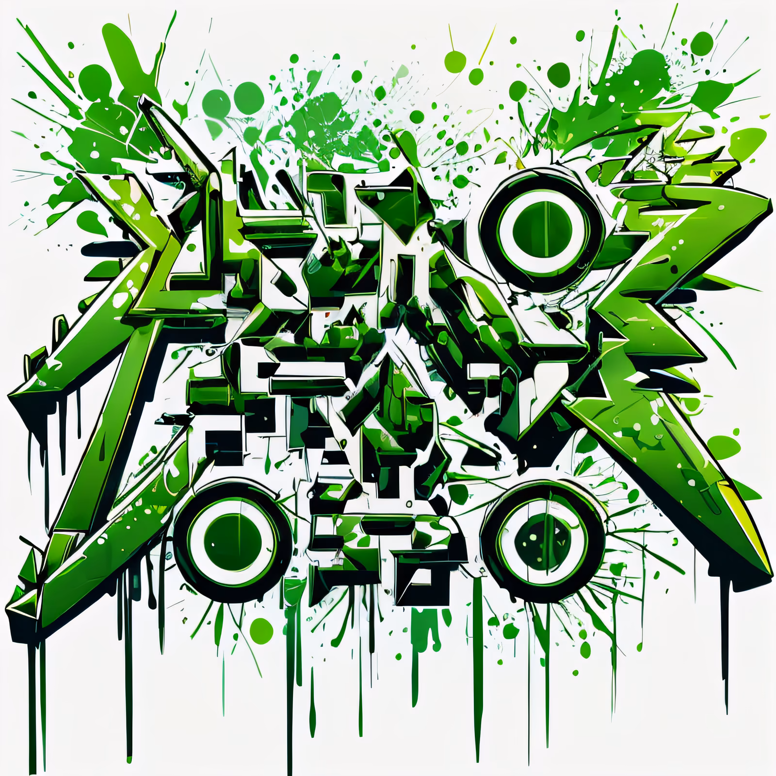 Green Graffiti Lettering Symbol QR Code for Apparel — image 1