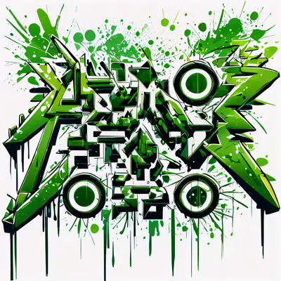 Green Graffiti Lettering Symbol QR Code for Apparel — image 1