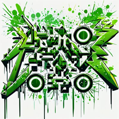 Green Graffiti Lettering Symbol QR Code for Apparel