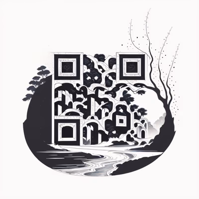 Мост из лозы в лесу: чернильный QR-код для временных тату — изображение 1