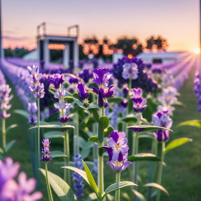 Lavender Field Sunset Photo QR Code Art