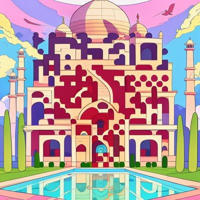 Taj Mahal Cartoon Vector QR Code for Posters