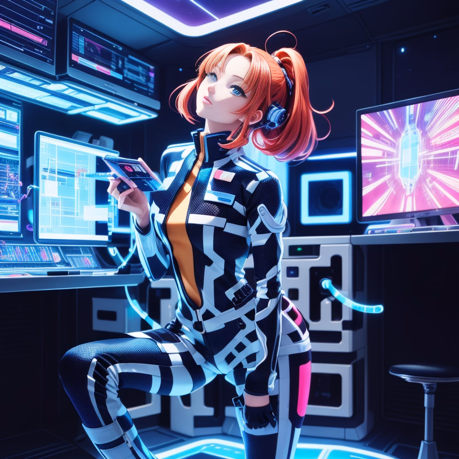 Anime Spaceship Engineer Cyberpunk QR Code for Posters — image 1