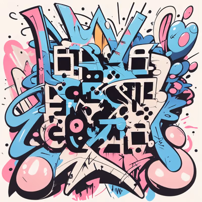 Pink Blue Graffiti Lettering Graffiti & Street Art QR Code for Stickers — image 1