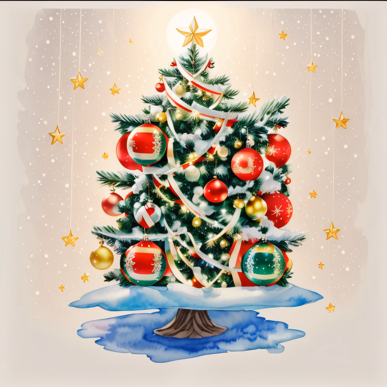 Watercolor Christmas Tree QR Code for Greeting Cards — image 1
