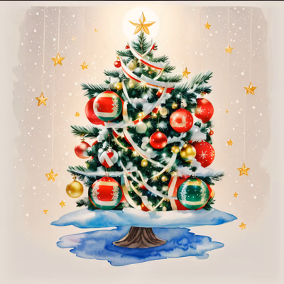 Watercolor Christmas Tree QR Code for Greeting Cards — image 1