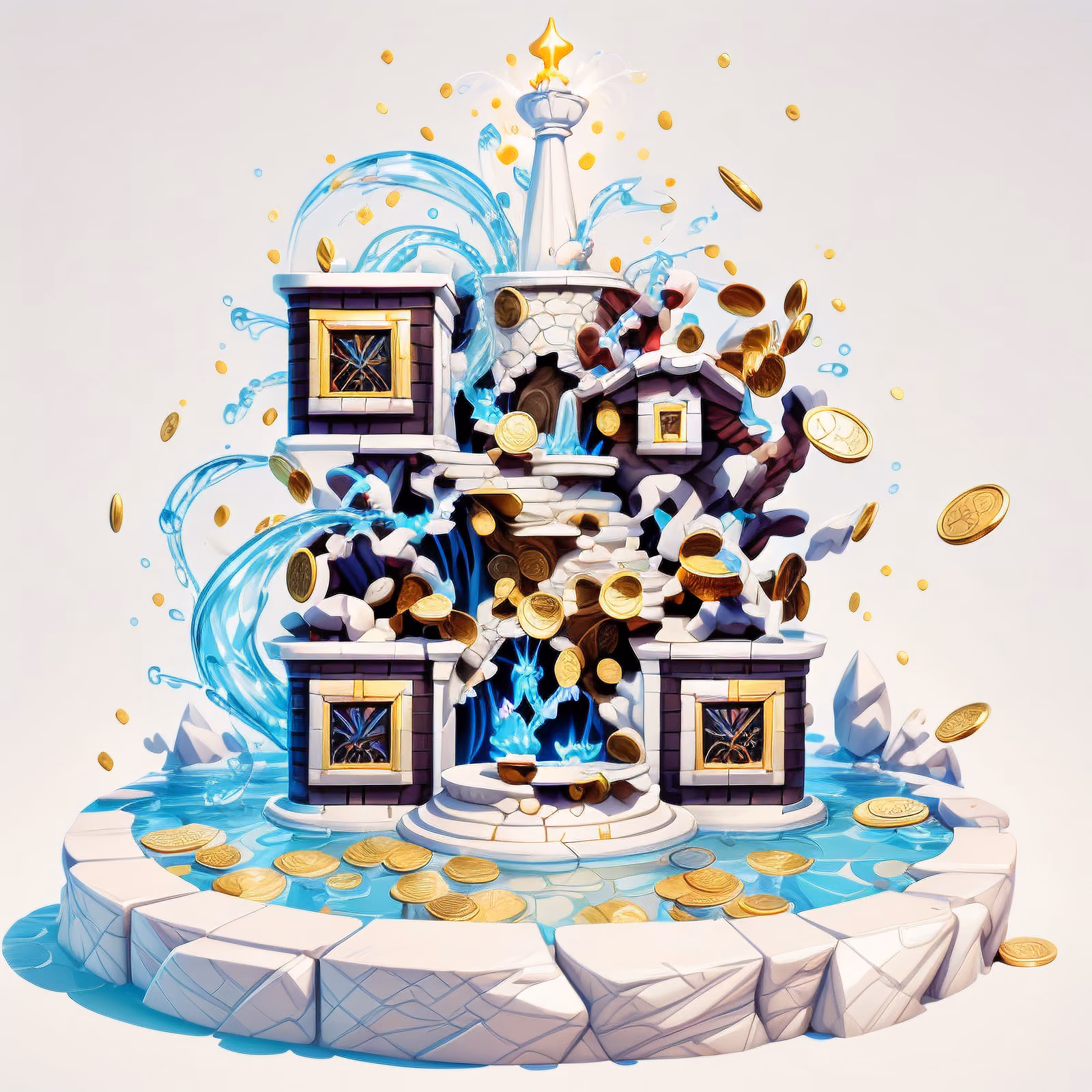 Golden Coin Wishing Well 3D QR Code for Posters — image 1