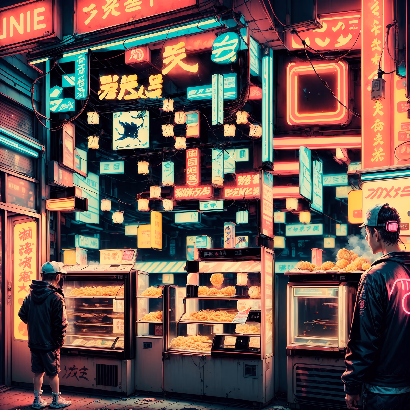 Neon Noodle Street Cyberpunk QR Code for Restaurant Menus — image 1