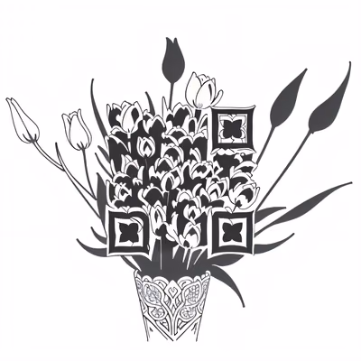 Tulip Bouquet Ink Tattoo Flowers QR Code for Temporary Tattoos — image 1