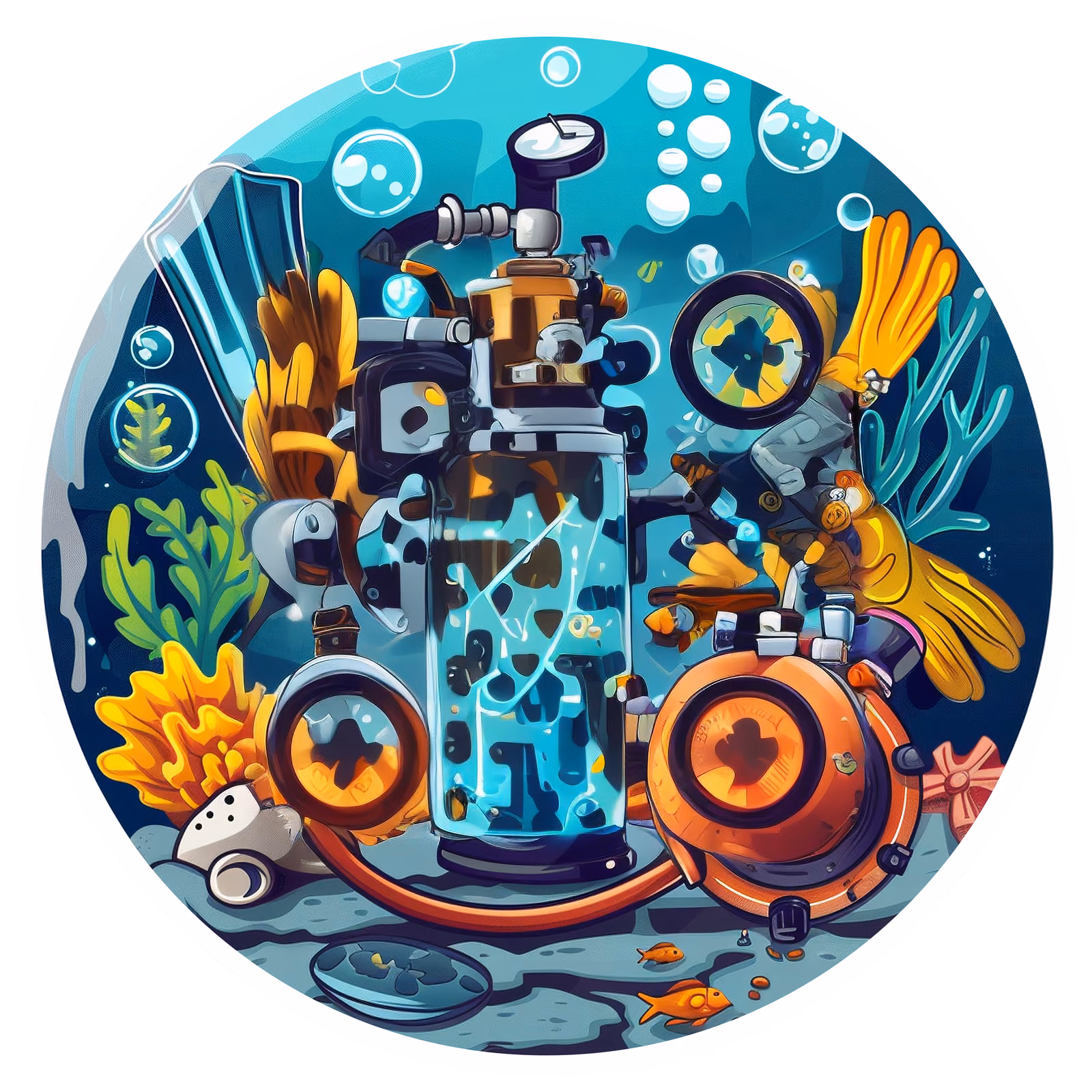 Scuba Gear Underwater Vector QR Code for Stickers — image 1