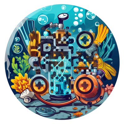 Scuba Gear Underwater Vector QR Code for Stickers