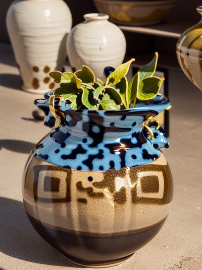 Glazed Ceramic Pot Photo QR Code Art