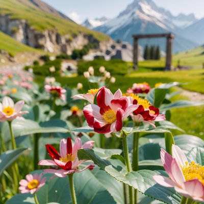 Alpine Flowers Macro Photo QR Code Art