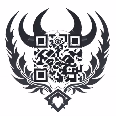 Horned Viking Skull Tattoo Emblem QR Code for Temporary Tattoos — image 1