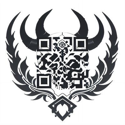 Horned Viking Skull Tattoo Emblem QR Code for Temporary Tattoos