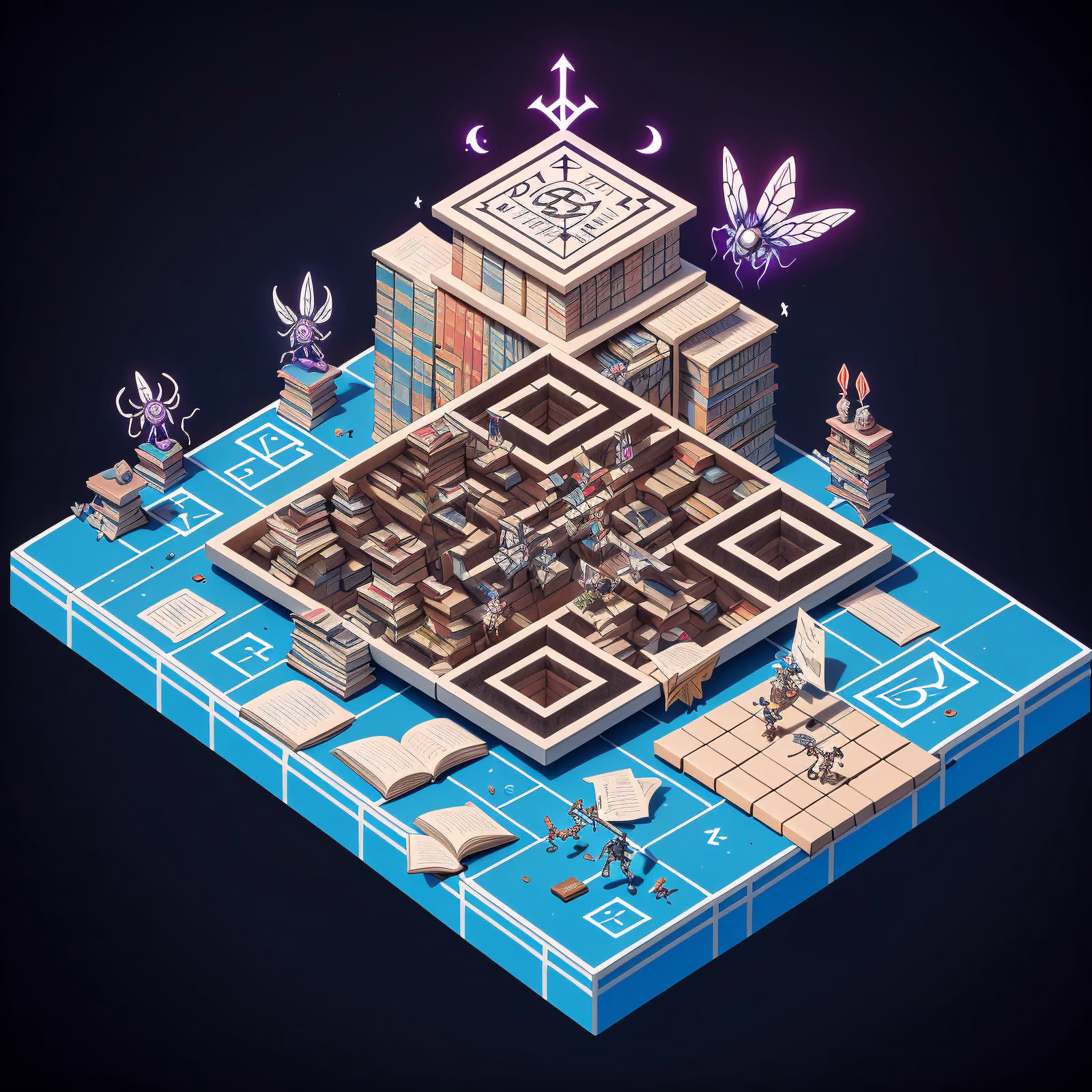 Isometric Spellscroll Library 3D QR Code for Posters — image 1