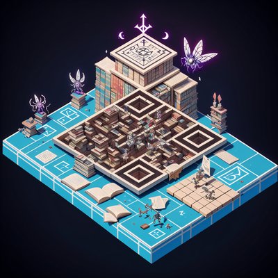 Isometric Spellscroll Library 3D QR Code for Posters