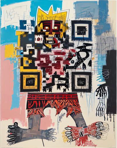 Crowned Figure Expressionist QR Code Art
