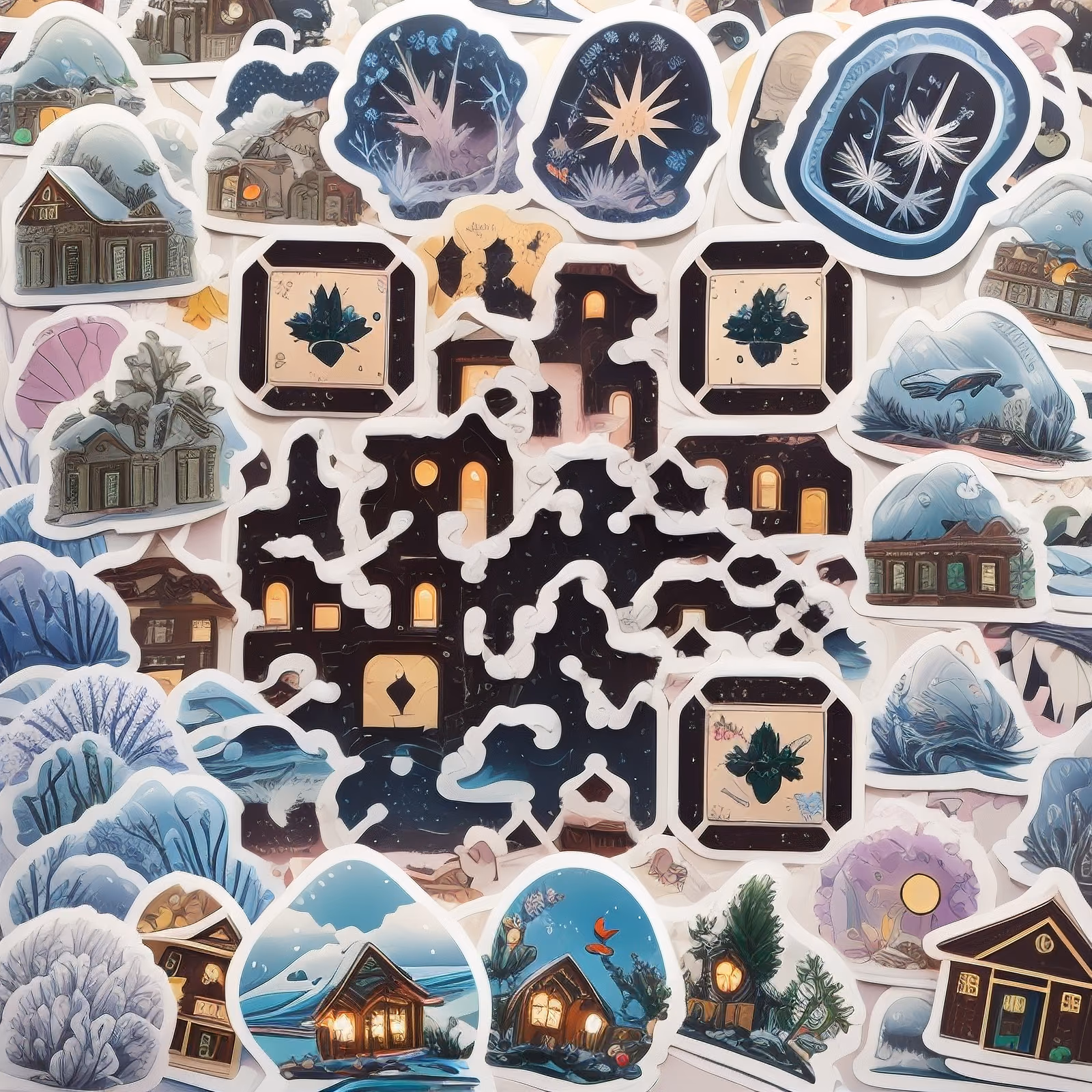 Snowy Cabin Sticker Bomb QR Code for Stickers — image 1
