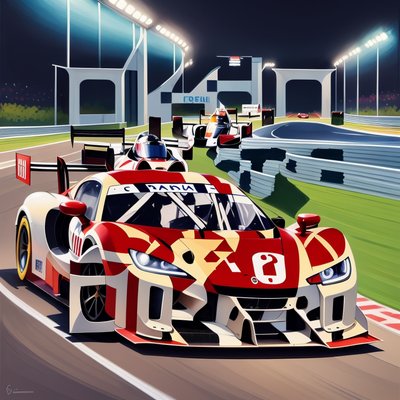 Racing Sports Car Gouache QR Code for Posters