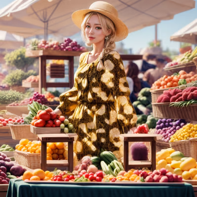 Farmers Market Woman Photorealistic QR Code for Posters — image 1