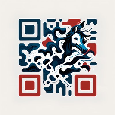 Stylized Horse Flat Vector QR Code for Posters